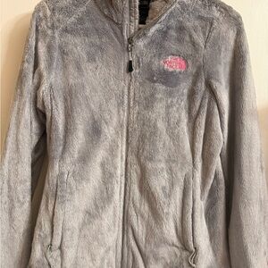 The North Face Gray Fleece Jacket with Pink Logo